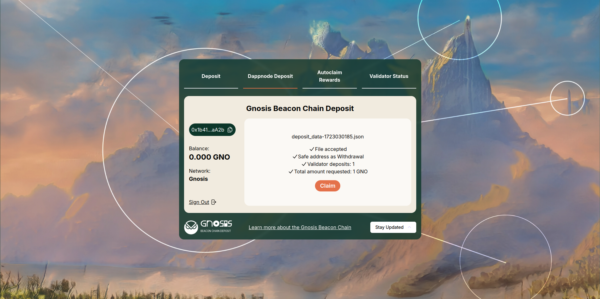 Gnosis Deposit UI - Claim Deposit